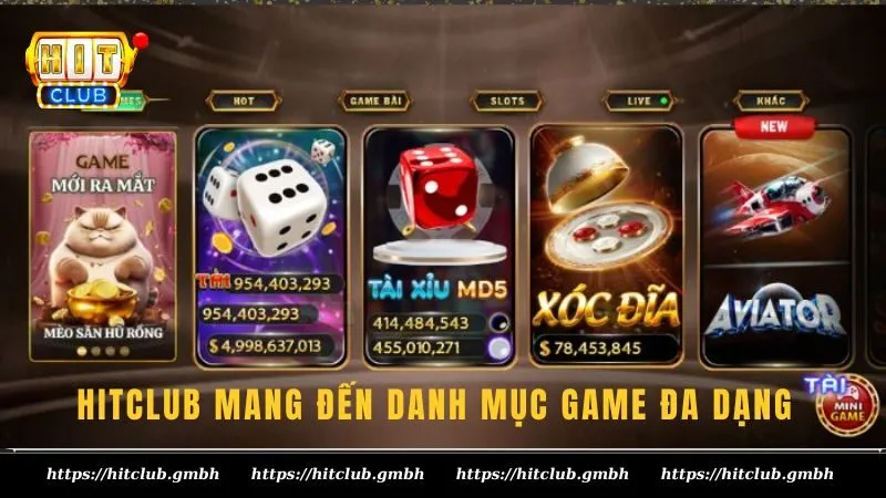 HitClub mang đến danh mục game đa dạng